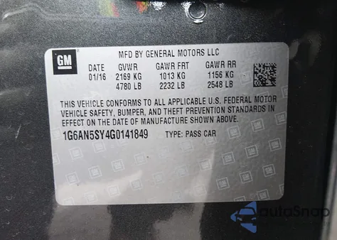 2016 Cadillac Ats-V from USA, damaged, VIN 1G6AN5SY4G0141849